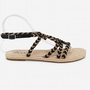 Manebí Jute Rope Sandals Natural Black Yucatán Strappy Espadrille Flat NIB